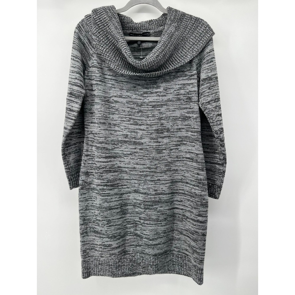 White House Black Market Gray Space Dye Metallic Cowl Neck Sweater Dress M